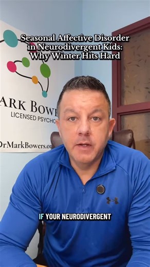 Seasonal Affective Disorder in Neurodivergent Kids: Why Winter Hits Hard If your child turns into a low-power version of themselves every winter, it may not be moodiness. It may be sunlight, movement, and biology working against them. Many neurodivergent kids feel winter like a weight. Brighter mornings, steady routines, and indoor movement give their nervous system the fuel it loses in the dark months. Small boosts. Big difference. #autism #neurodivergent #seasonalaffectivedisorder | Dr. Mark B