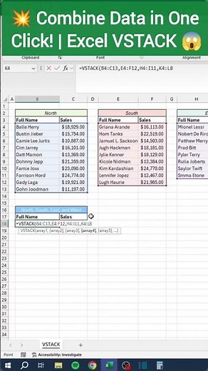 💥 Excel VSTACK Formula – Combine Multiple Ranges in One Go! #excel #exceltips #shorts #youtubeshorts