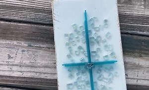 Crushed Glass Resin Cross Art: Rustic Reclaimed Wood Decor - Etsy
