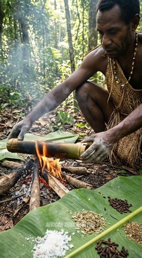 Simple Forest Feast: Bamboo Cooking Over Wood