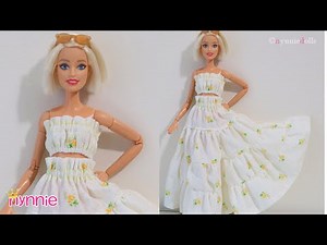 DIY Tiered Maxi Skirt & Strapless Crop Top for Barbie | nynniedolls