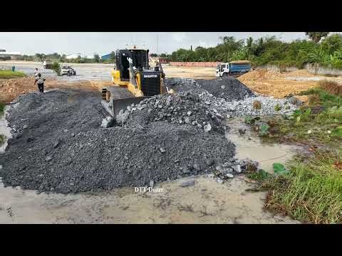 OH! Skill Dozer Amazing SHANTUI DH17C3 Pouring Soil,Filling More,Working Perfect Using Water Stone