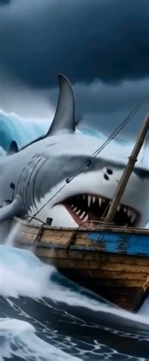 Mega Shark Splinters Old Fishing Boat! 🌊🦈 #EpicSharkAttack