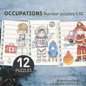 Occupations Puzzle Number Sequence 1-10. Community Helpers Printable Activity. - Etsy Australia
