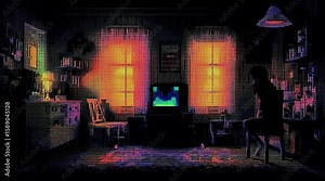 dystopian video game scene, low resolution CTR style animation