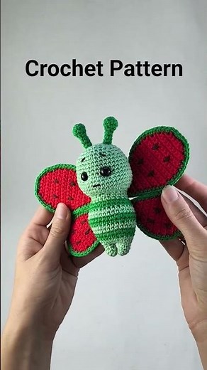 Watermelon Butterfly Crochet Pattern | Cute Amigurumi Tutorial Preview