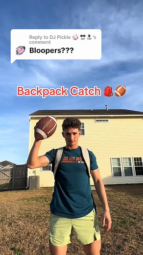 Replying to @DJ Pickle ⚾️ 🔛🔝 BACKPACK CATCH🏈🎒BLOOPERS #trickshot #trickshots #football #sports #athlete | Rick Rader