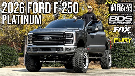 Brand New & Bold: 2026 Ford F-250 Platinum | 7" BDS Lift Kit w/ Fox Shocks | 24x14 American Forces
