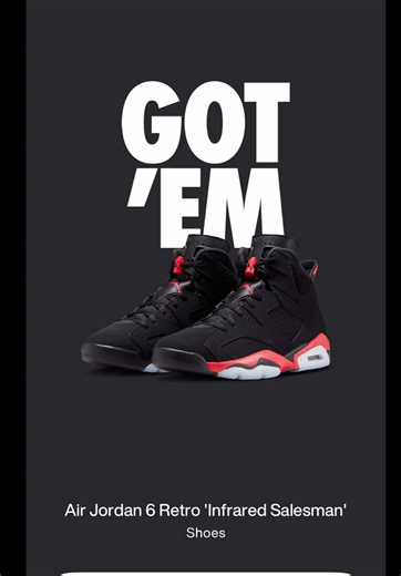 Air Jordan 6 Infrared Shock Drop on SNKRS App