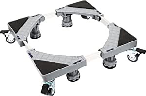 Mini Fridge Stand Washing Machine Base Adjustable Mobile Base with 4x2 Locking Rubber Rotating Wheels and 4 Sturdy Washing Machine Feet Suitable for Dryer, Washing Machine and Mini Refrigerator