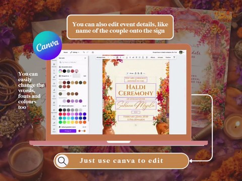 Purple Haldi Invitation Template Canva, Indian Wedding Invite, Mehndi Haldi Card, Indian Wedding Invitation, Luxury Mehendi Wedding Invite - Etsy