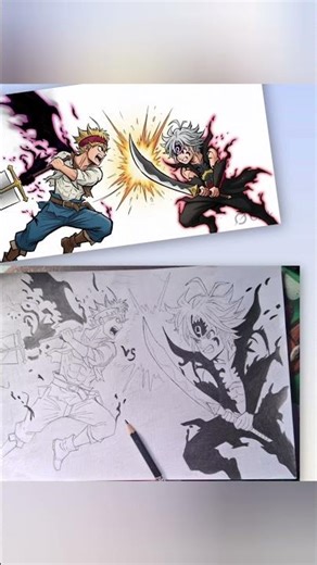 Ai(color)vs my sketch?✏️what do you prefer more ?#shorts