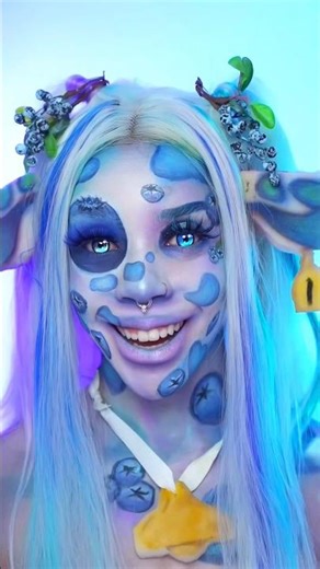 Blueberry Cow Makeup Tutorial! 🫐🐮