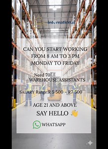 ⚡ MCE ELECTRIC – WAREHOUSE PICKER & PACKER 📦 Warehouse / Logistics 🎓 Matric / NQF 4 💪 Must lift heavy stock 🕒 Fast-paced environment 📅 Closing: 31 March 2026 Pick orders, receive and pack stock, keep shelves organised, and help with inventory. Perfect for someone hardworking and detail-focused. 👉 Application link in the comments 👇 | SETA SA