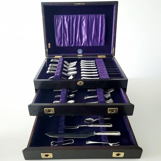 Birks Sterling “london Engraved” Silver Flatware, 65-piece Vintage Set in Original Chest, Canada 1940s, No. SS099 - Etsy
