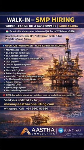 Job For Saudi Arabia (Oil & Gas Company).