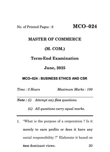 MCO–024 June 2025 | IGNOU Previous Year Question Paper