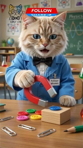 Catly Life: How Do Magnets Work? | 10-Second Science Magic! 🧪✨ #catteacher #physics