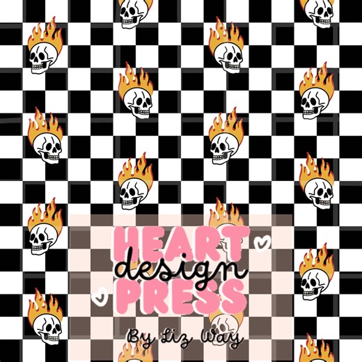 Flaming Skull Seamless Pattern, Tattoo Inspired Checkerboard Design, Punk Goth Skull Digital Paper - Etsy