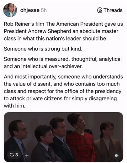 Still We Rise on Instagram: "Take a break from what you’re doing and watch this scene from Rob Reiner’s film The American President 🎥 #robreiner"