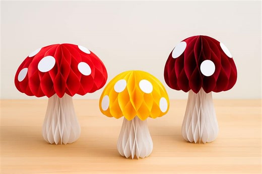 Paper Honeycomb Mushroom – Easy DIY Mushroom Decor Craft