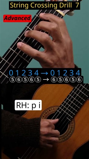 challenging drill for string-crossing on Guitar