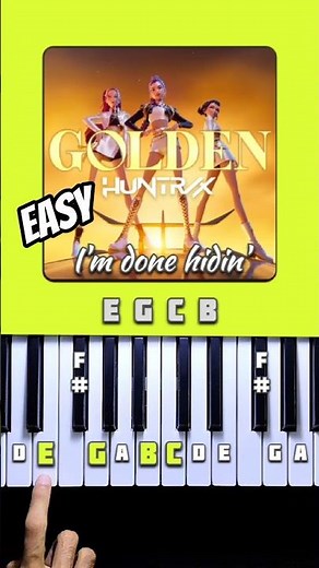 Huntrix - Golden (KPop Demon Hunters) VERY EASY Piano Tutorial With Lyrics #piano #tutorial #golden