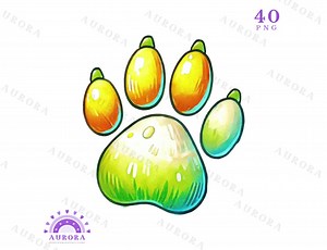 Colorful Paw Print Clipart, Watercolor Animal Clip Art, Bundle, Cat, Puppy, Dog, Instant Download - Etsy