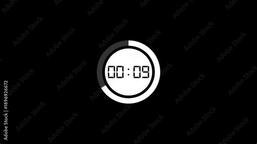 15 sec countdown timer in fifteen seconds, 15 sec countdown timer with transparent background in digital in 4k.