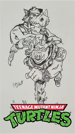 Teenage Mutant Ninja Turtles Bebop And Rocksteady Time Lapse Art #drawing #tmnt #timelapse