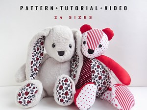 Memory Bear & Bunny Sewing Pattern: Keepsake Plush Template (PDF) - Etsy