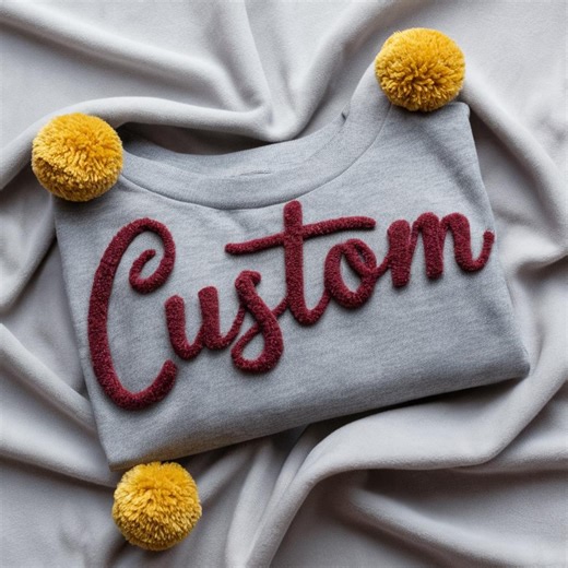 Custom Yarn Embroidered Chenille Letter Sweatshirt - Bella Canvas 4711 - Etsy