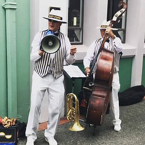 19 reactions | Cruise ship @ovationoftheseas is here and so are the Twin City Stompers playing some tunes outside our Art Deco Shop. Come down and say hi on the corner of Tennyson & Herschell streets behind the MTG! . . . #artdeconapier #artdeco #artdecofestival #napier #napiercity #jazz #music #artdecotrust #cruiseship #ovationoftheseas #twincitystompers | Art Deco Napier | Facebook