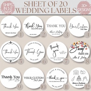 20 Custom Wedding Favor Stickers for Guest Gift Bulk Wedding Sticker Label Favor Bag Thank You Sticker Gold Foil Bridal Shower Favor Sticker - Etsy