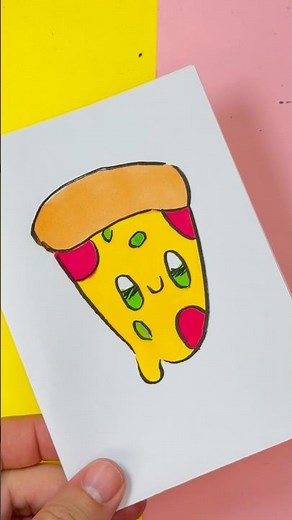 How to draw a kawaii pizza step by step