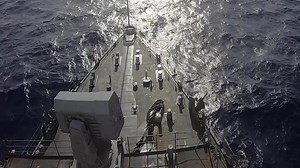 USS Germantown (LSD 42) launches a rolling airframe missile during training