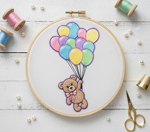 Teddy With Balloons Hand Embroidery Design, Teddy Embroidery PDF File - Etsy Canada
