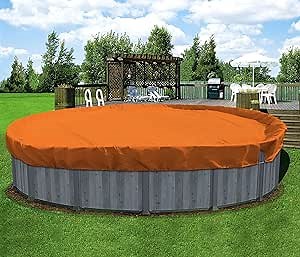 Coarbor 17' Winter Ground Pool Cover for 13' Above Ground Pools Swimming Winter Pool Cover Orange Winterizing Kit Above Ground Pool Winter Cover Tarp