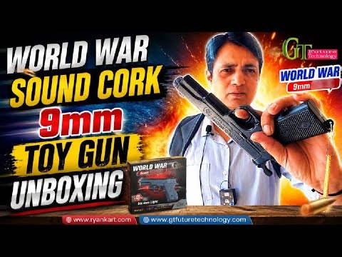 WORLD WAR 9mm Sound Cork Toy Pistol Gun | Full Unboxing,Review & Testing | Realistic Metal Toy Gun
