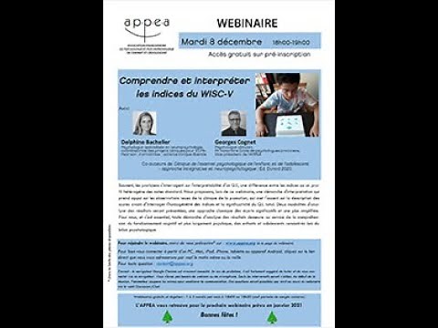 Webinaire Comprendre et interpréter les indices du WISC-V