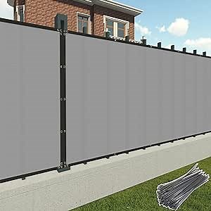 Patio 6' x 25' Fence Privacy Screen Gray Heavy Duty Windscreen Fabric Mesh Fencing Porch Screens, Outside Lattice Panels Chain Link Fences Deck Railing Cover for Outdoor Wall Backyard Balcony Pool
