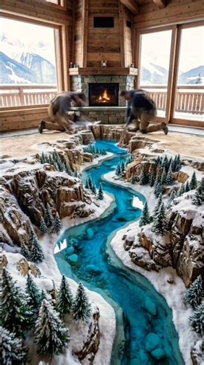 Incredible 3D Epoxy Resin Floors for Modern Cabins 🌊 #Shorts #InteriorDesign