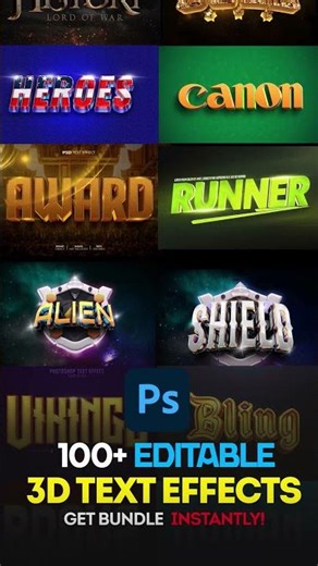 100+ EDITABLE 3D TEXT EFFECT PSD PHOTOSHOP