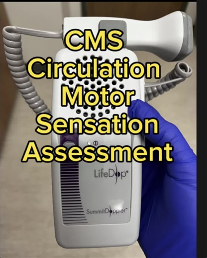 🫀CMS checks (AKA neurovascular checks) 🩺Assess pulses- if you cannot palpate the pulse you need to listen for the pulse with a DOPPLER #CMS#assessment #physcialassessement#doppler#clincials #nursingstudent #nursingschool #nursenotes #nursesoftiktok #lvn #absn #bsn #skills #neurovascular