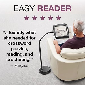 🔍 Struggling to read small print? The Full-Page Floor Magnifying Lamp from SharperImage.com offers hands-free 3X magnification and bright, non-glare LEDs. Perfect for reading, crafts, and hobbies. 📚✨ | SharperImage.com