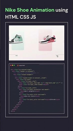 Animated product slide card using HTML CSS and JavaScript #coding #reels