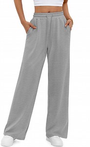 Fantaslook Wide Leg Sweatpants for Women Casual High Waisted Baggy Sweatpants Drawstring Workout Pants with Pockets Fashion Outfits