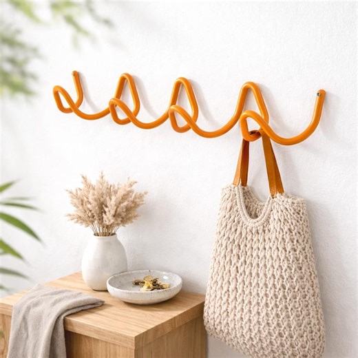 Wall Rack Coat Rack, Wavy Metal Coat Hooks, Modern Entryway Organizer - Etsy