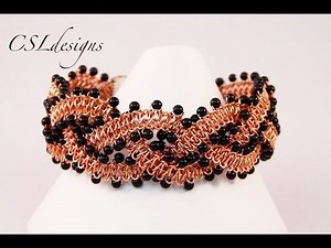 Beaded wirework braided macrame bracelet