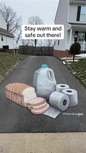 Preparing Chalk Art for Snowmageddon